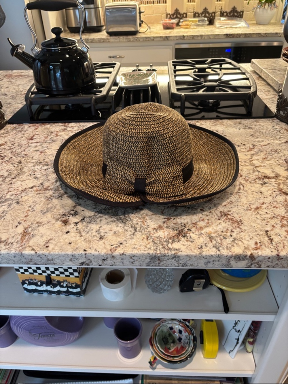 San Diego Hat Company Natural Straw Sun Hat with Black Trim